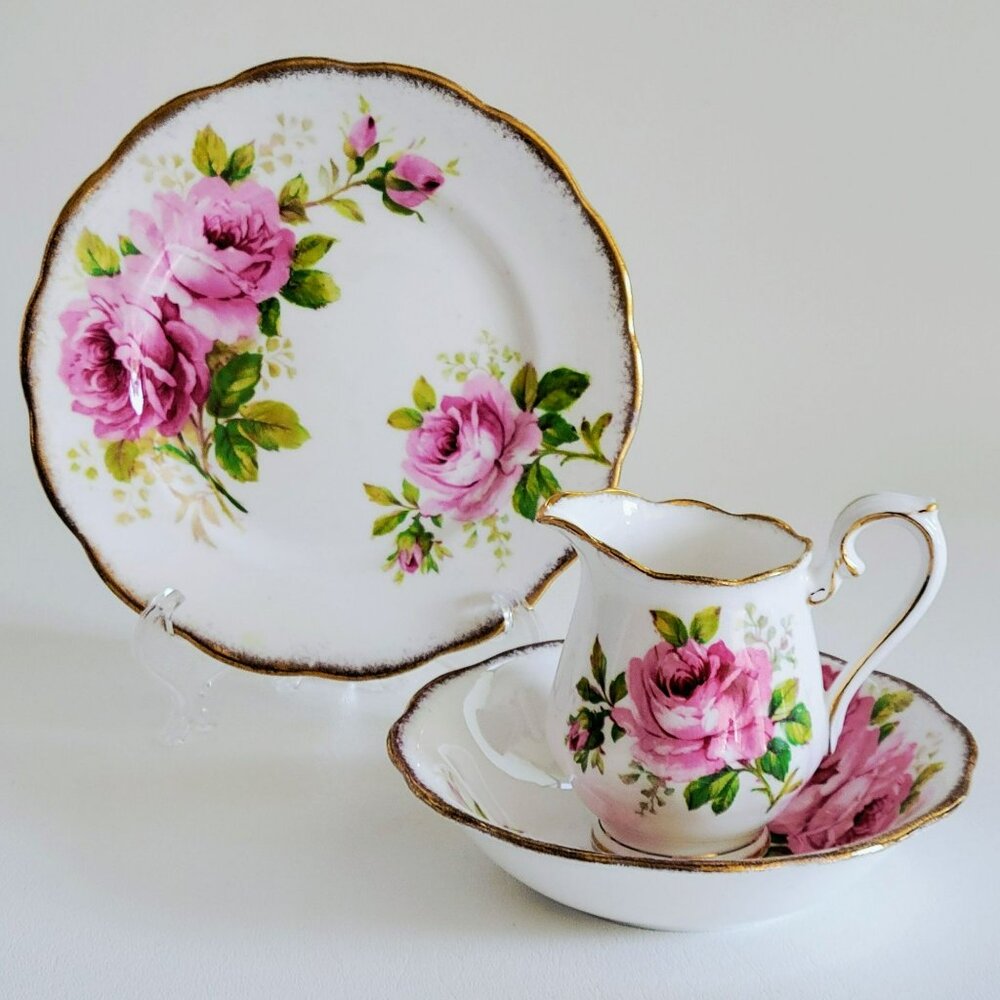 Royal Albert American Beauty 3 Piece Set, Creamer, Berry Bowl, & Bread Plate